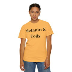 Melanin and Coils Unisex T-Shirt, Empowering Tee, Natural Hair Pride, Gift for Black Women, Casual Everyday Wear, Celebration of Culture