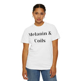 Melanin and Coils Unisex T-Shirt, Empowering Tee, Natural Hair Pride, Gift for Black Women, Casual Everyday Wear, Celebration of Culture