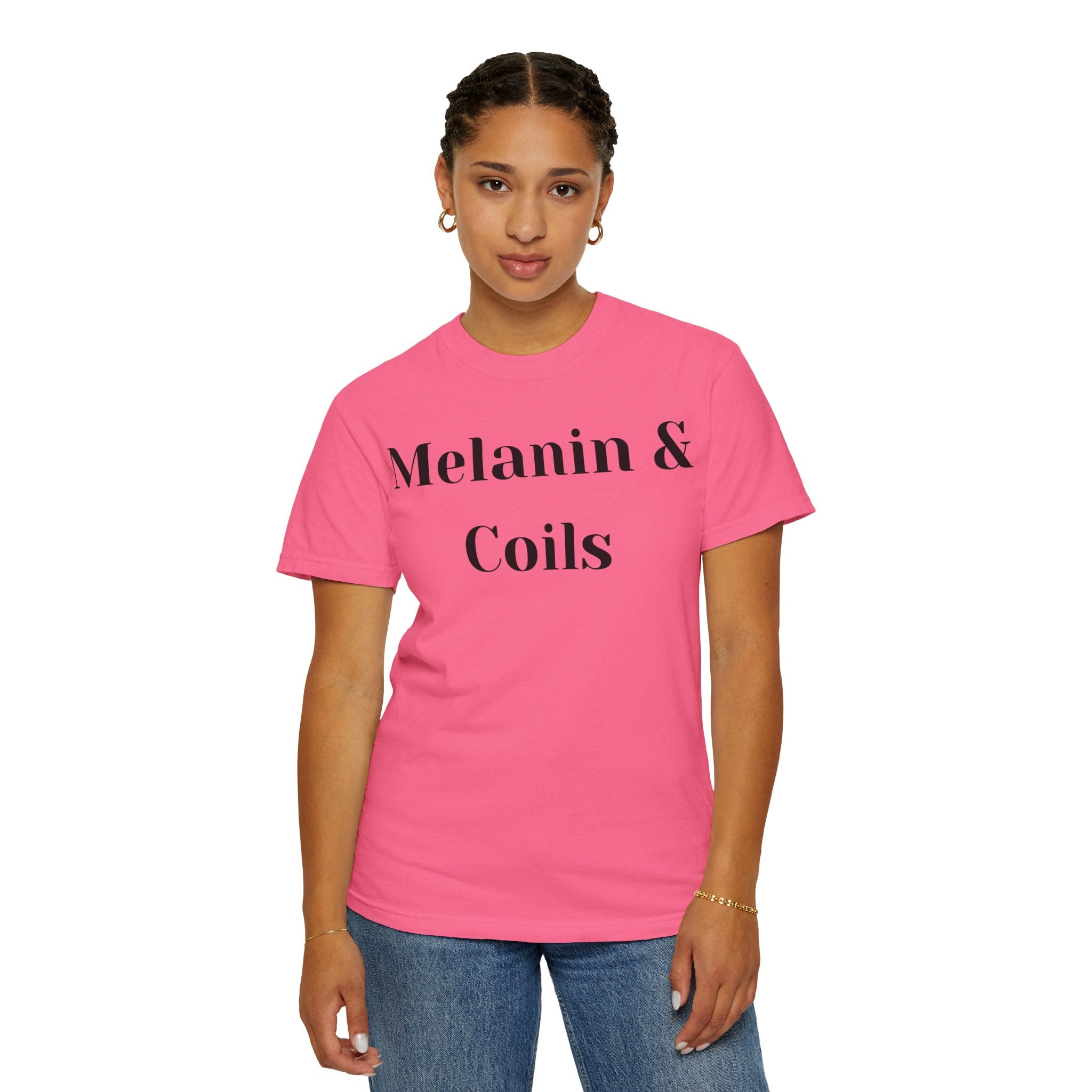 Melanin and Coils Unisex T-Shirt, Empowering Tee, Natural Hair Pride, Gift for Black Women, Casual Everyday Wear, Celebration of Culture