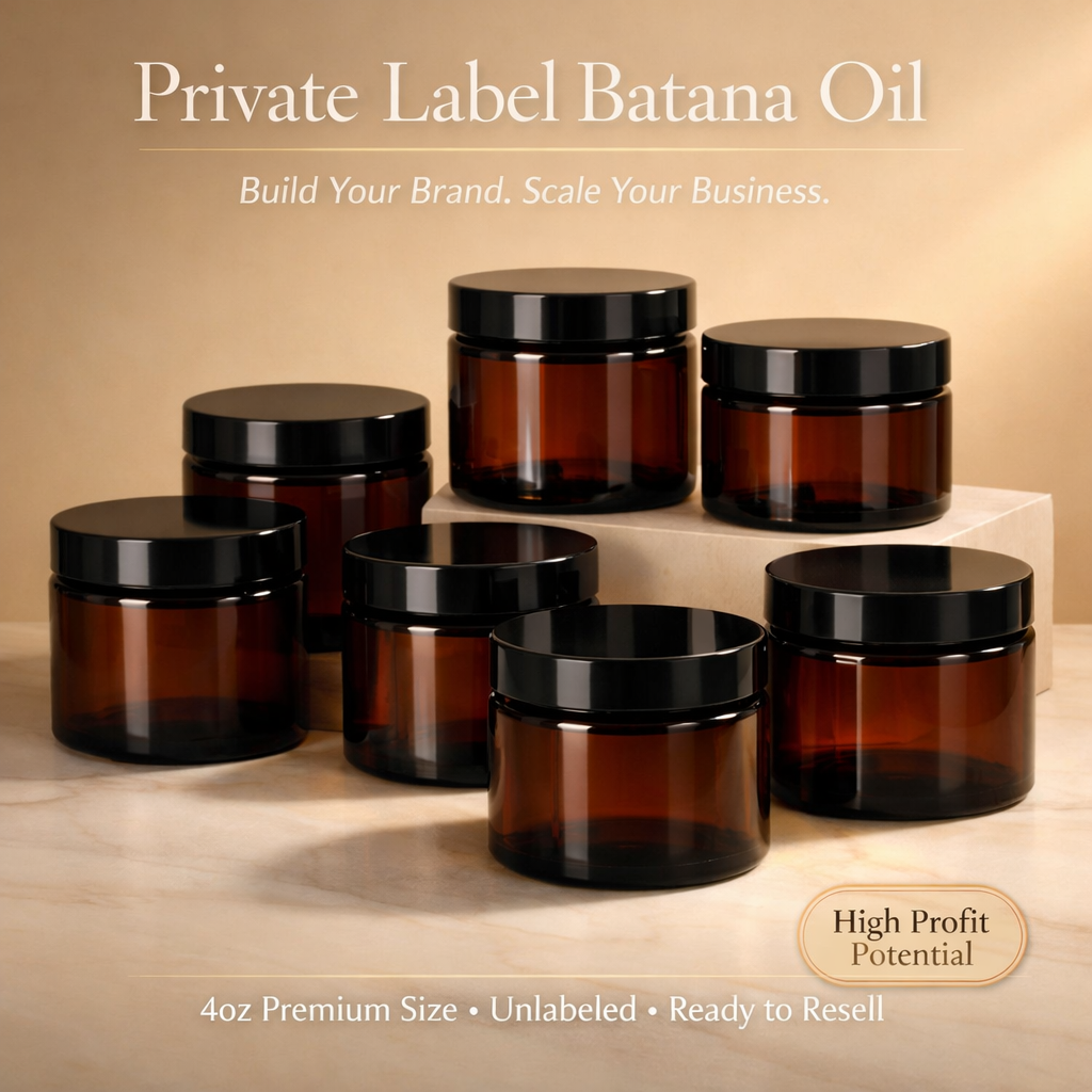 Private Label Batana Oil (Unlabeled Amber Jars – Ready to Resell)