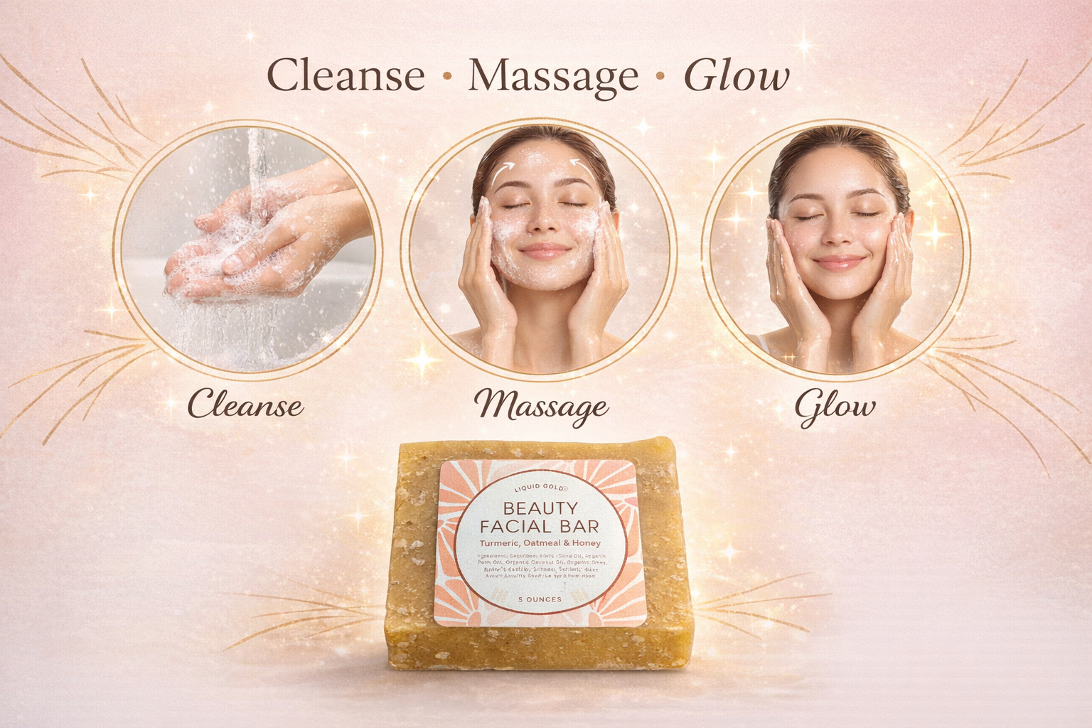 Beauty Facial Bar With Turmeric, Oatmeal, Honey Brightens Skin Complexion, Gets Rid Of Blemishes And Calms Acne  For Smooth Beautiful Skin