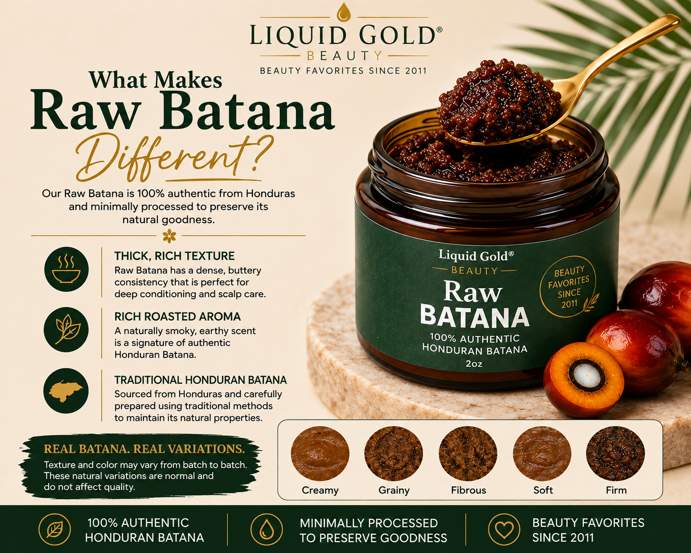 Liquid Gold Batana Oil Duo 2oz Raw Batana Oil and 2oz Liquid Batana Oil