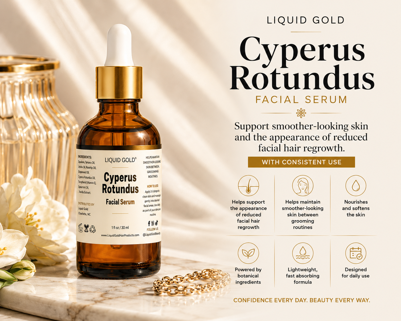 Cyperus Rotundus Facial Serum for Smoother Skin