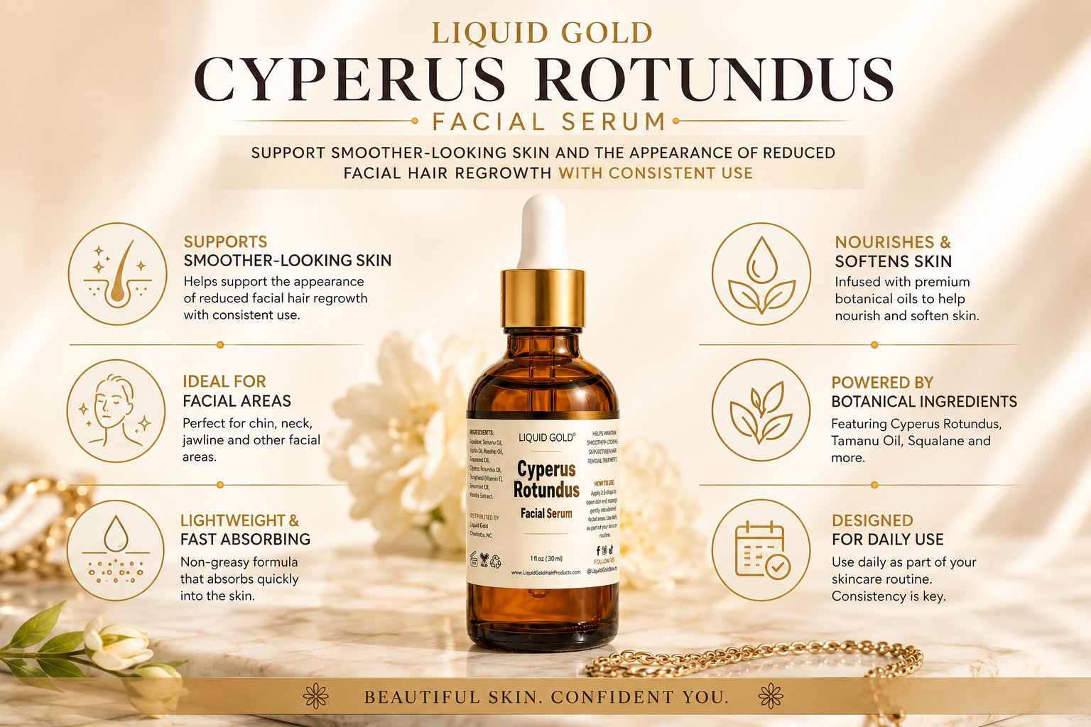 Cyperus Rotundus Facial Serum for Smoother Skin