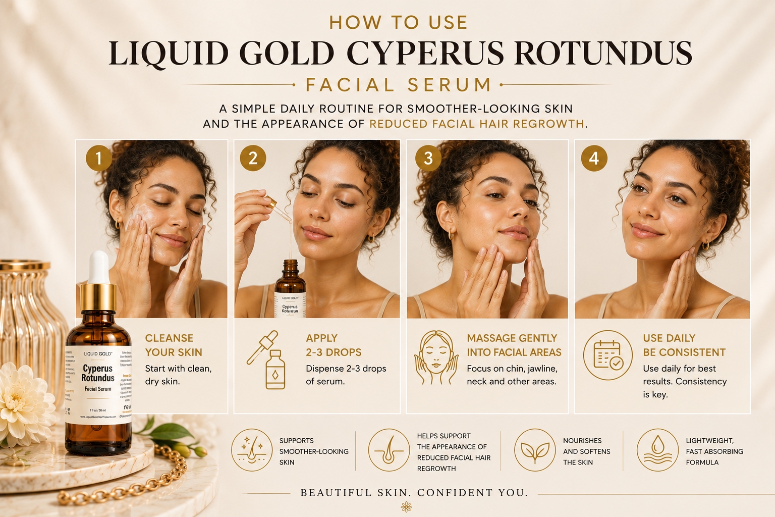 Cyperus Rotundus Facial Serum for Smoother Skin